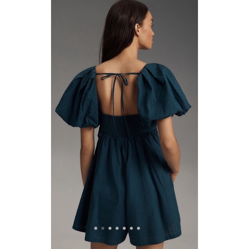 NEW Anthropologie Pilcro Puff-Sleeve Babydoll Romper Size Medium Blue - Picture 4 of 8